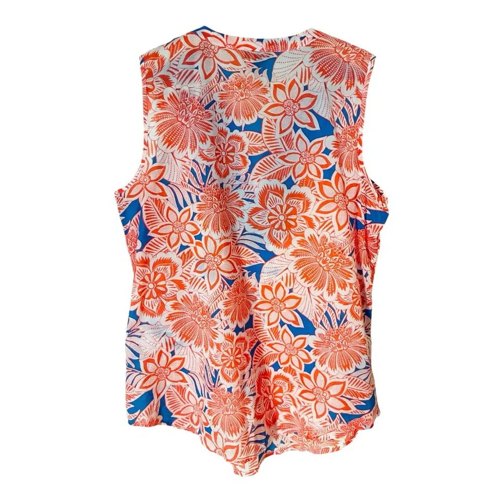 Talbots Sz SMALL Tropical Floral Embroidered Cotton Sleeveless Blouse - Picture 7 of 8